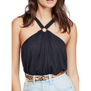 Free People Black Ring Tank Top